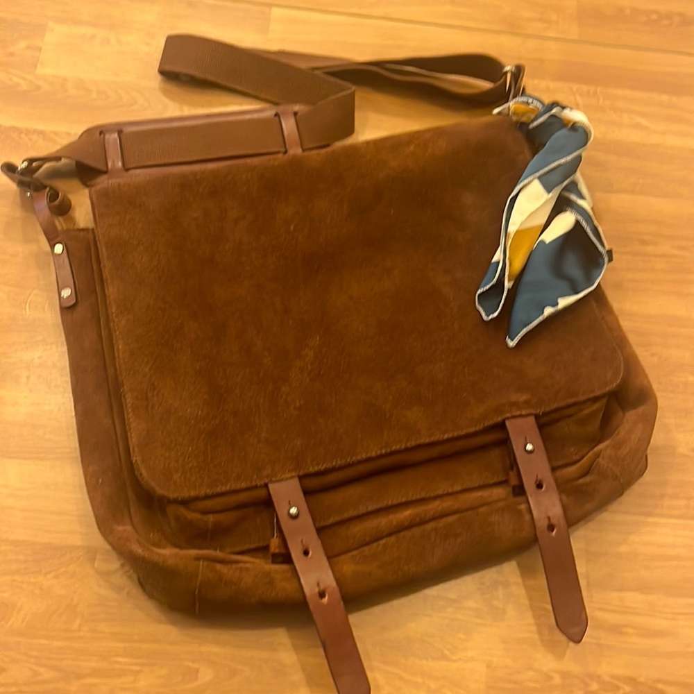 JCrew suede leather messenger bag